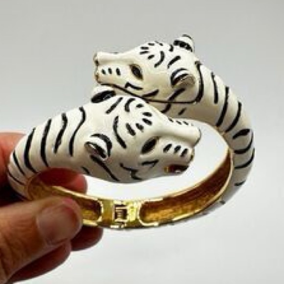 Source Unknown Jewelry - Cream and Black ‘White Tiger’ Cuff Bracelet